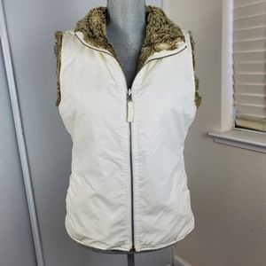 GAP Faux Fur Ivory Vest Women's Small